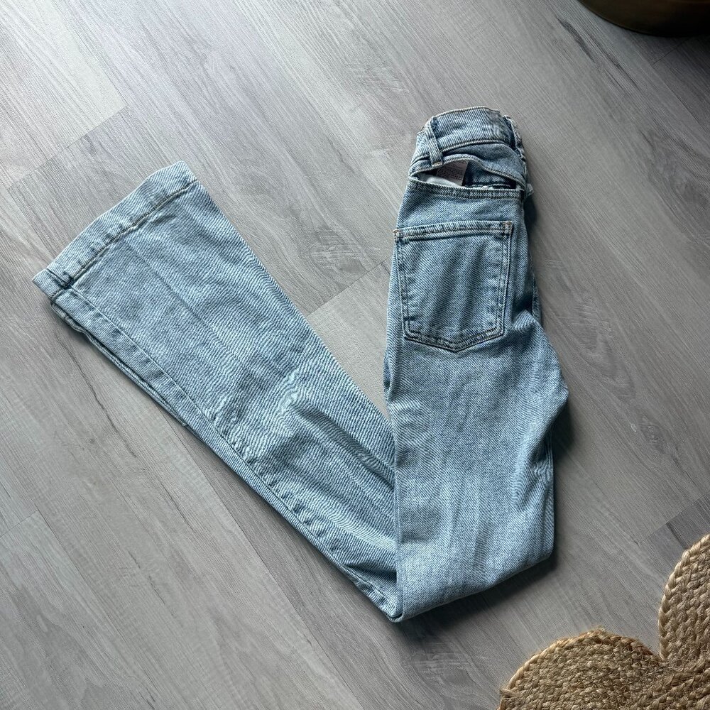 REVICE Denim Cut-Out Back Flare Jeans Light Wash Size 24 Made in USA
